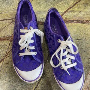 Coach signature logo tennis shoes in purple size 8.5